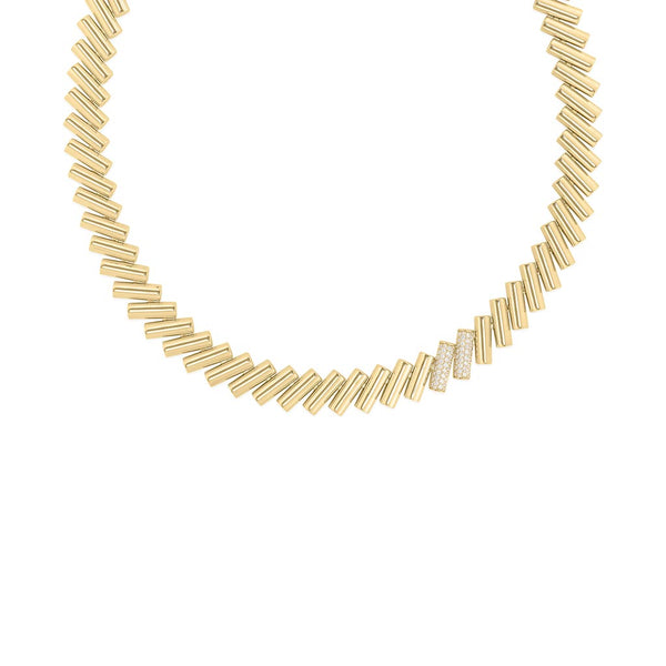 Gold Domino Diamond Accent Chain Necklace - 1